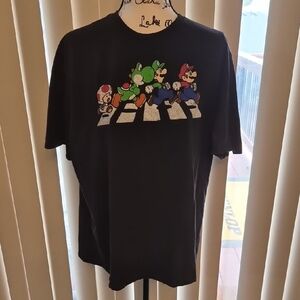 Nintendo Black Short Sleeve Tee with Mario Characters